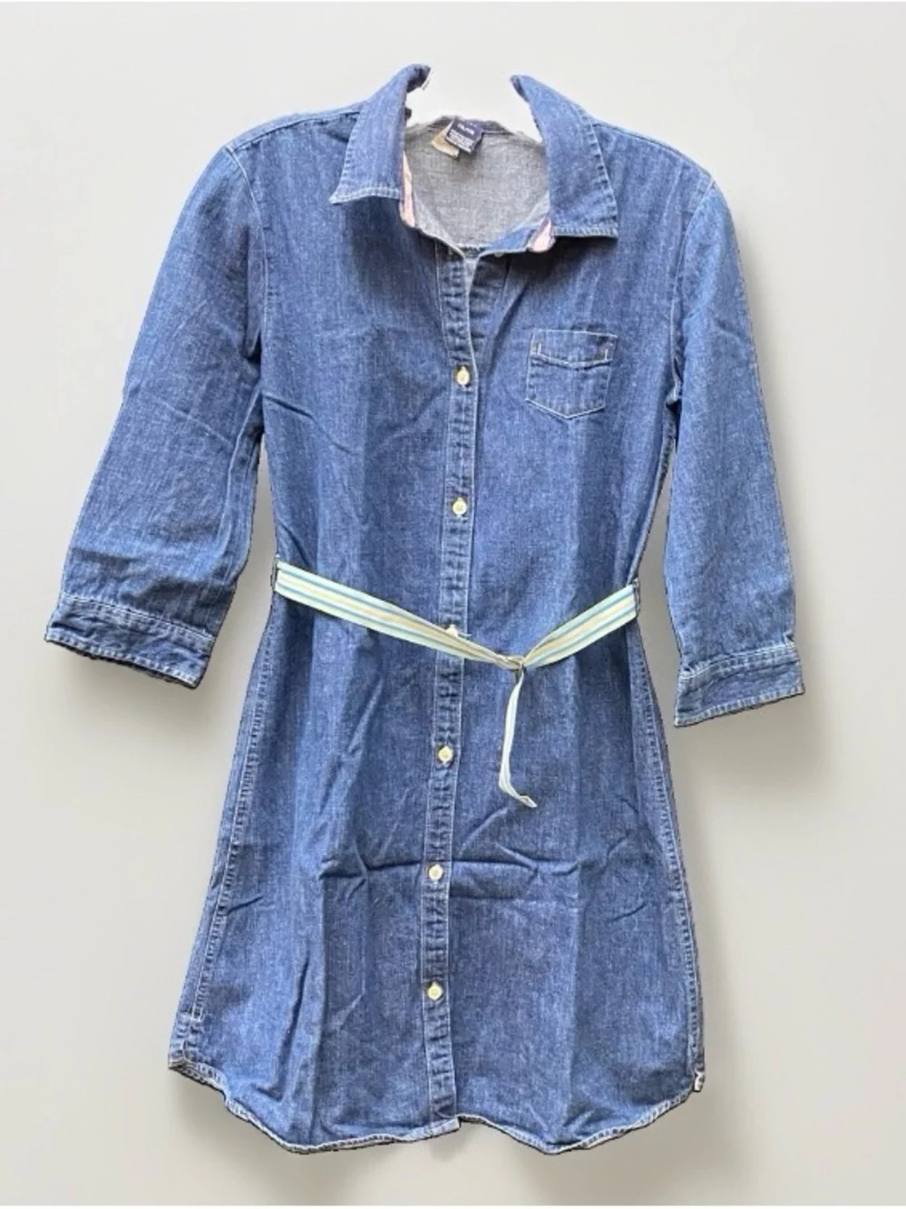 Vintage Gap Kids Denim Shirt Dress Girls XXL 14/16 Striped Belt Y2K